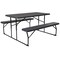 Flash Furniture 58.25" Gray and Black Insta-Fold Folding Picnic Table and Benches Set